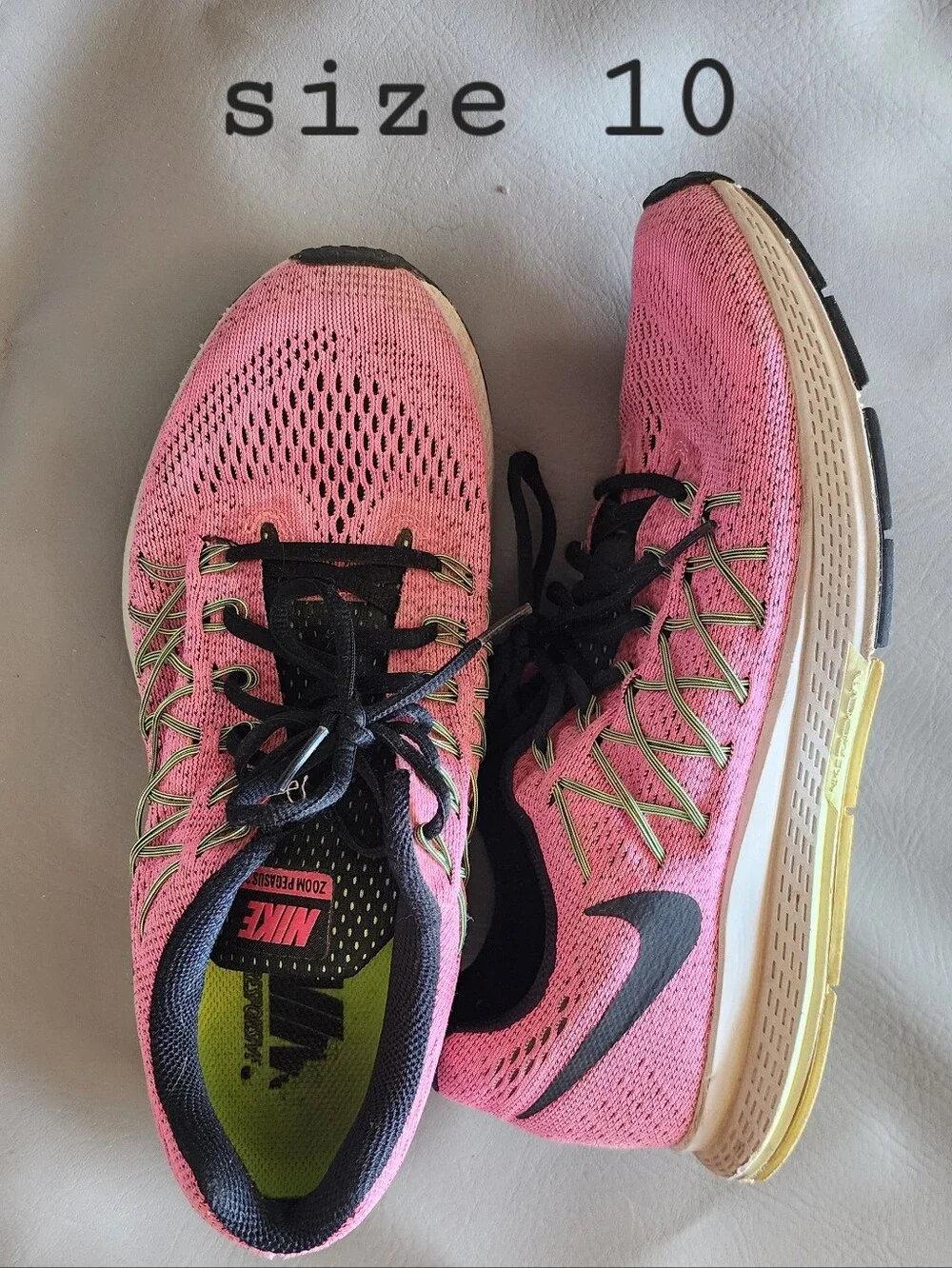 Nike Women’s Pink and Black Running Shoes 10